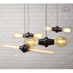 Podwójna oprawka z przewodem w oplocie bawełnianym