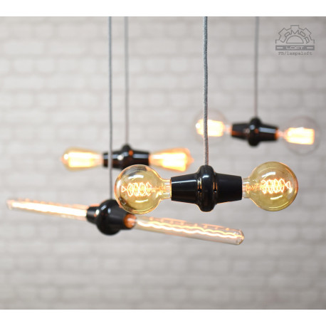 Podwójna oprawka z przewodem w oplocie bawełnianym