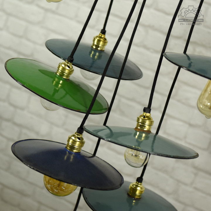 Emaliowane lampy talerzykowe z lat 60'