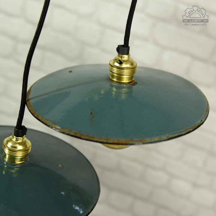 Emaliowane lampy talerzykowe z lat 60'