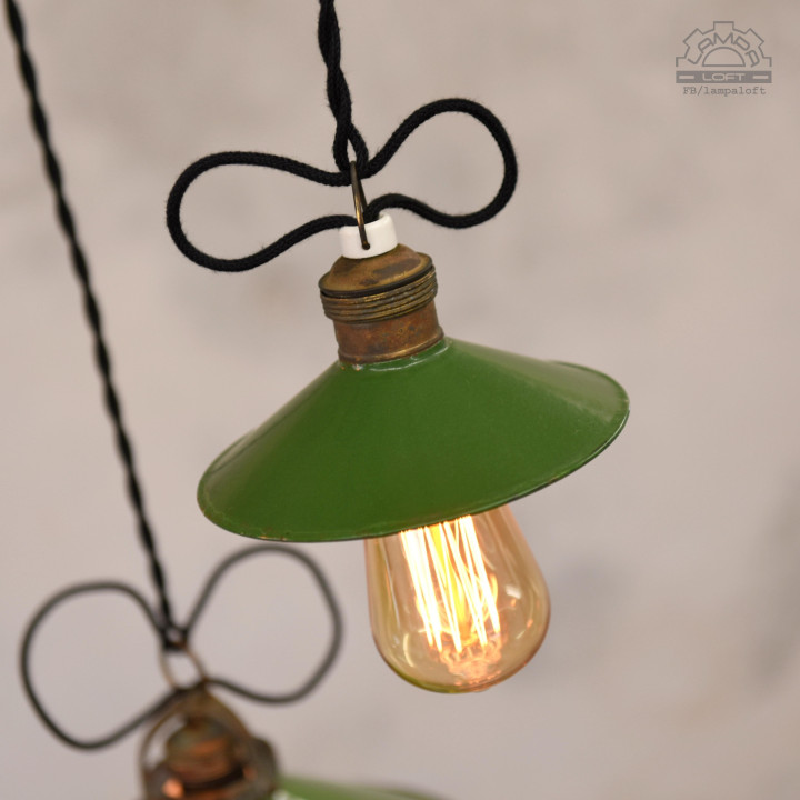 Zestaw lamp emaliowanych z lat 30'-60'