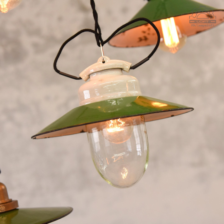 Zestaw lamp emaliowanych z lat 30'-60'