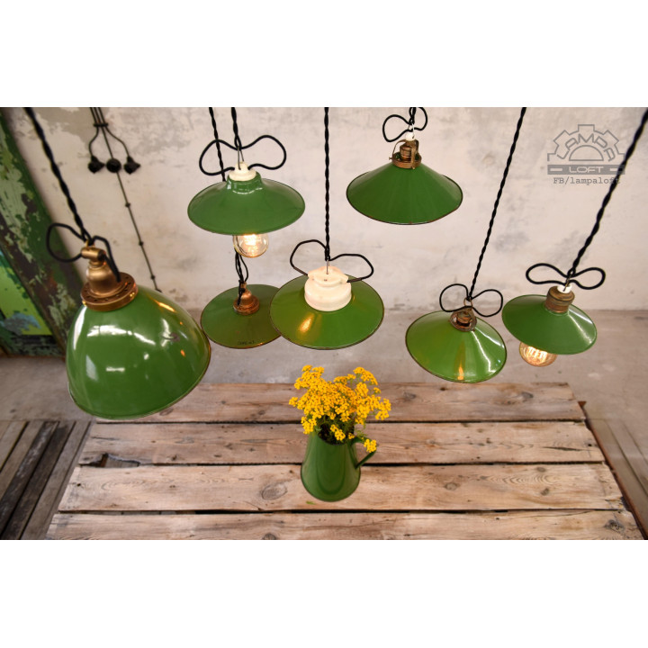 Zestaw lamp emaliowanych z lat 30'-60'