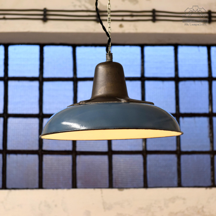 Emaliowana lampa industrialna OZż-2 z lat 50'