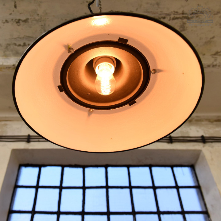 Emaliowana lampa industrialna OZż-2 z lat 50'