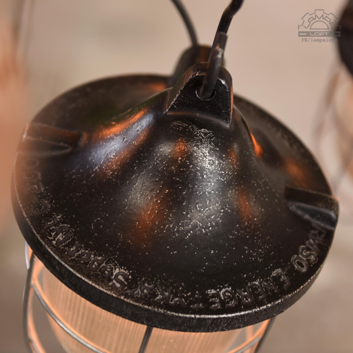 Lampa industrialna C-200 RWSO Sopot z lat 60'