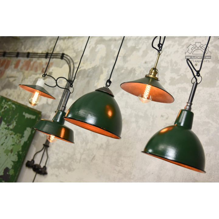 Set od industrial lamps 50-70's