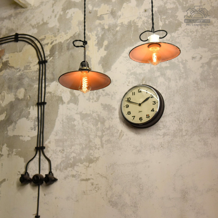 Lampy emaliowane talerzykowe z lat 30'