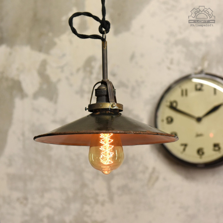 Lampy emaliowane talerzykowe z lat 30'