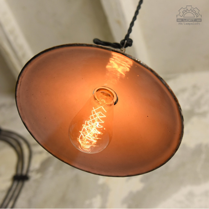 Lampy emaliowane talerzykowe z lat 30'