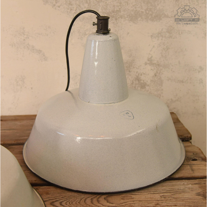Emaliowane lampy industrialne OBs-3 z lat 60/70'