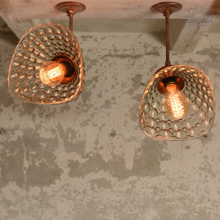 Lampa sufitowa z kloszem szklanym BRABORK z lat 30'