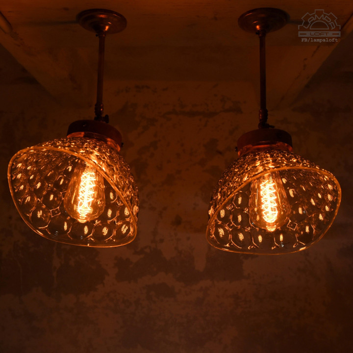Lampa sufitowa z kloszem szklanym BRABORK z lat 30'
