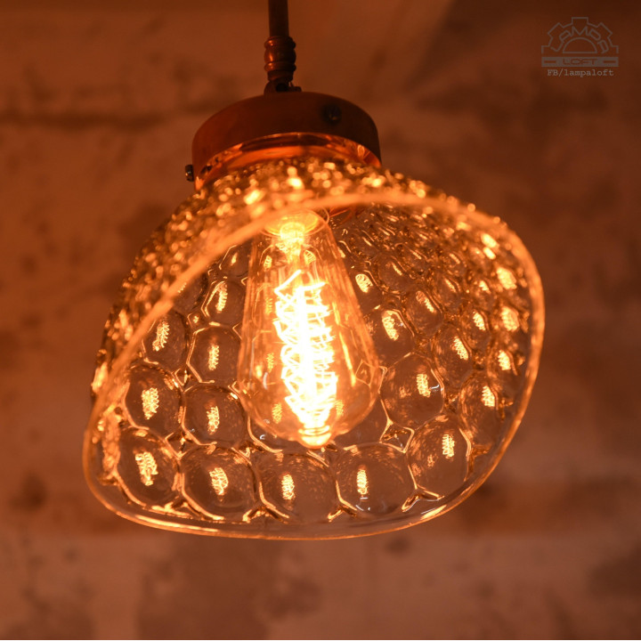 Lampa sufitowa z kloszem szklanym BRABORK z lat 30'