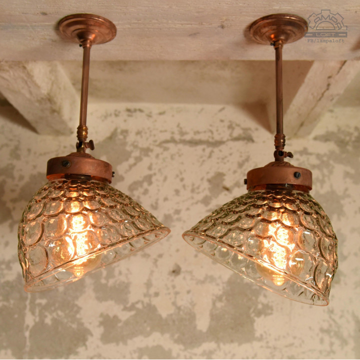 Lampa sufitowa z kloszem szklanym BRABORK z lat 30'