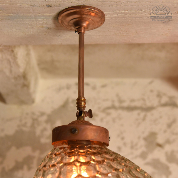 Lampa sufitowa z kloszem szklanym BRABORK z lat 30'