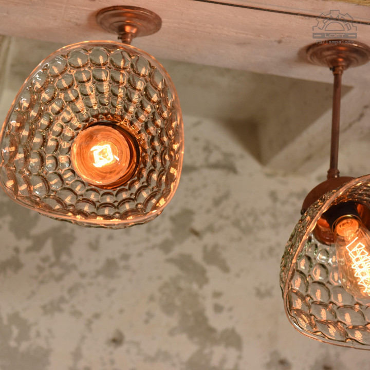 Lampa sufitowa z kloszem szklanym BRABORK z lat 30'