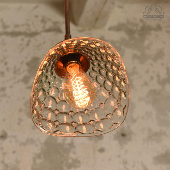 Lampa sufitowa z kloszem szklanym BRABORK z lat 30'