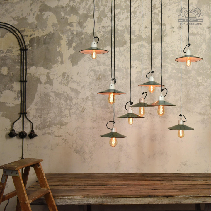 Lampy emaliowane talerzykowe z lat 60/70'