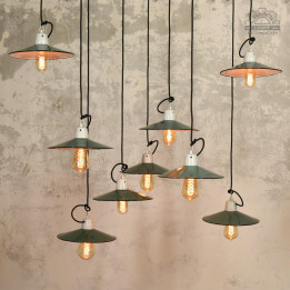 Lampy emaliowane talerzykowe z lat 60/70'