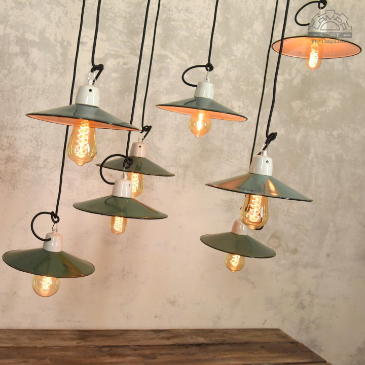 Lampy emaliowane talerzykowe z lat 60/70'