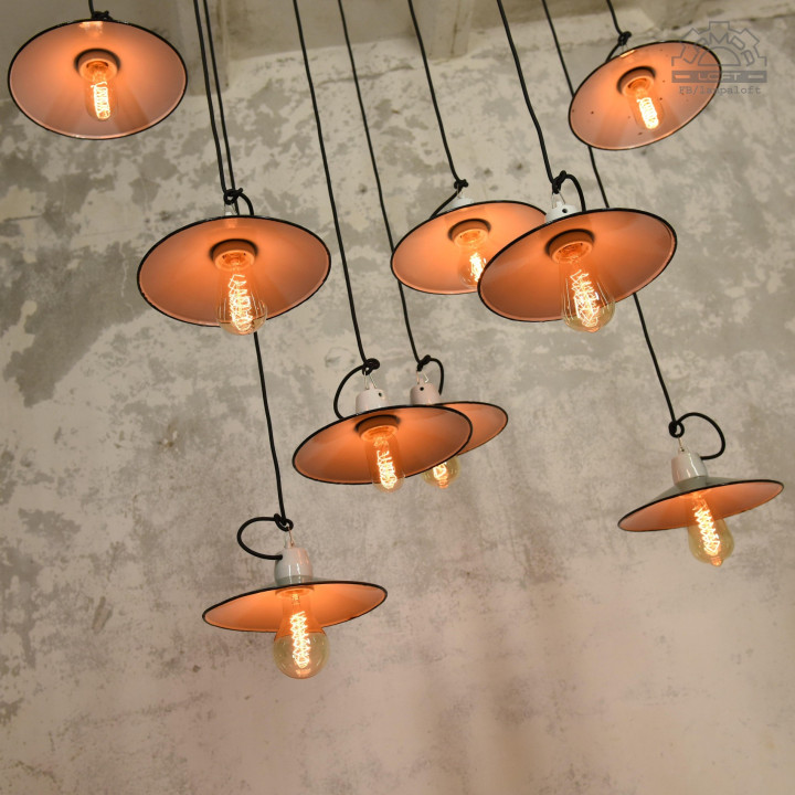 Lampy emaliowane talerzykowe z lat 60/70'