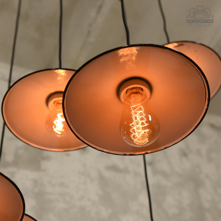 Lampy emaliowane talerzykowe z lat 60/70'