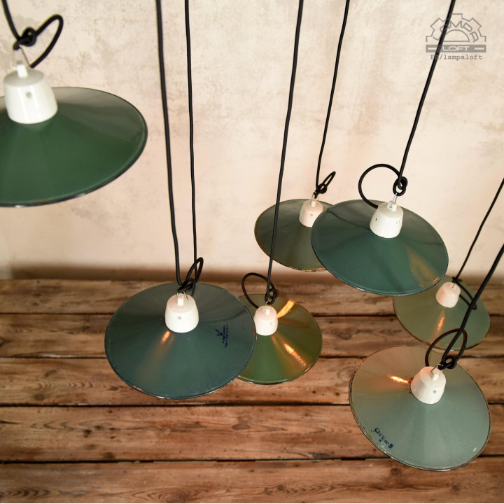 Lampy emaliowane talerzykowe z lat 60/70'
