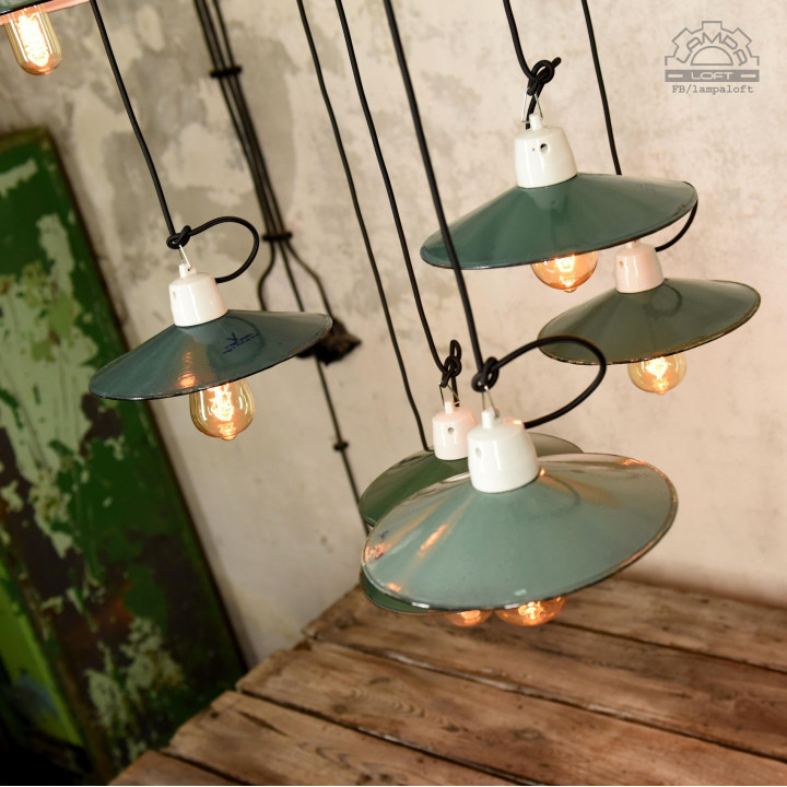 Lampy emaliowane talerzykowe z lat 60/70'