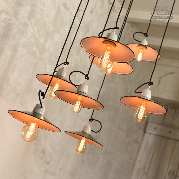 Lampy emaliowane talerzykowe z lat 60/70'