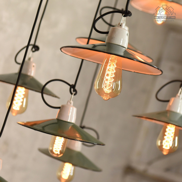 Lampy emaliowane talerzykowe z lat 60/70'