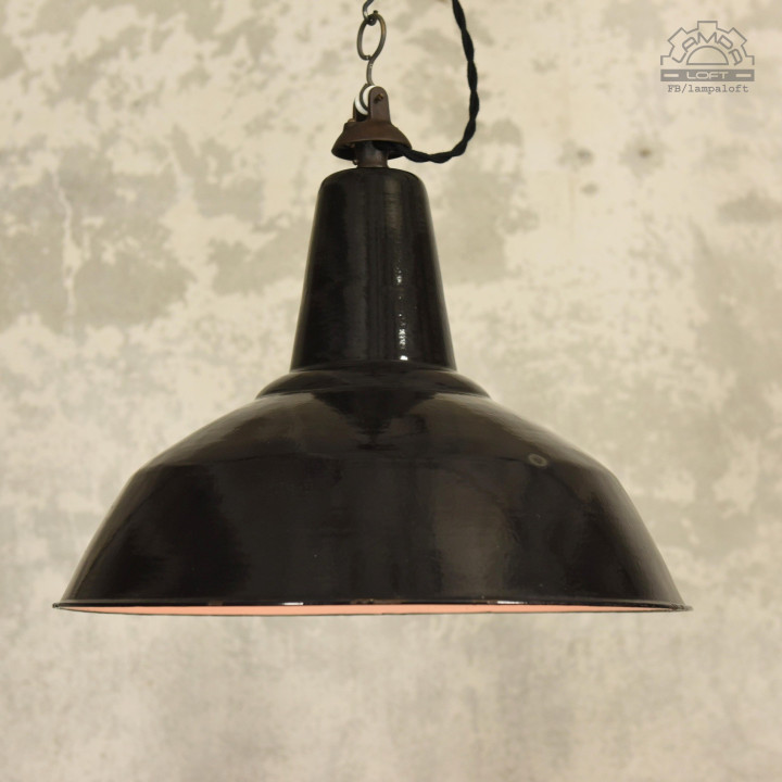 Emaliowane lampy industrialne Ebolicht z lat 30'