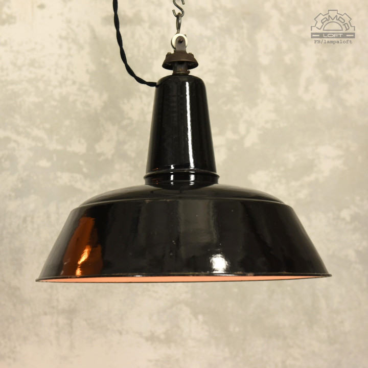 Emaliowane lampy industrialne Ebolicht z lat 30'