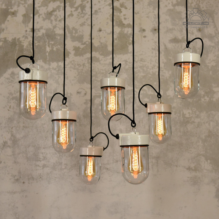Wisząca lampa porcelanowa