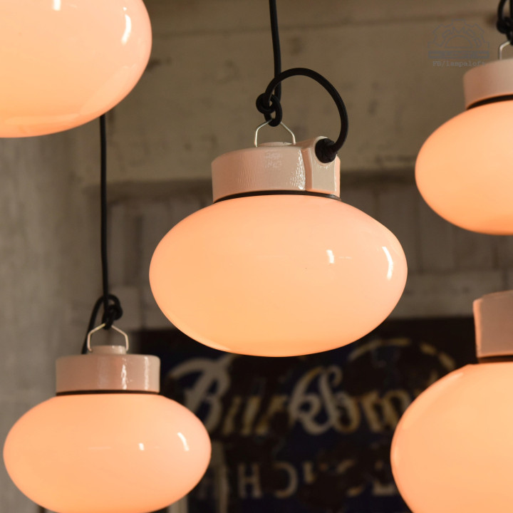 Lampy porcelanowe z kloszem szklanym z lat 70'