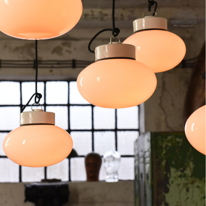 Lampy porcelanowe z kloszem szklanym z lat 70'