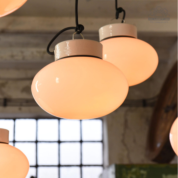 Lampy porcelanowe z kloszem szklanym z lat 70'