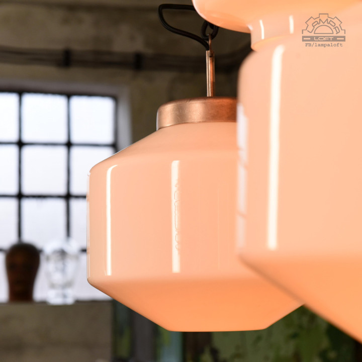 Lampy z kloszem szklanym opalowym z lat 70'