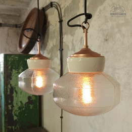 Lampy porcelanowe z kloszem szklanym z lat 70'