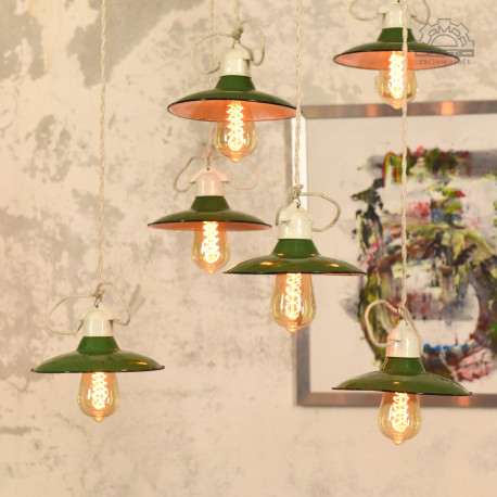 Lampy emaliowane talerzykowe z lat 60/70'