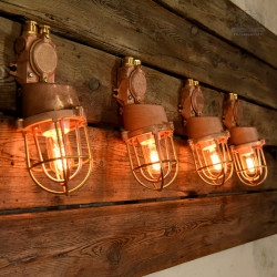 Mosiężne kinkiety industrialne Schaco z lat 60'