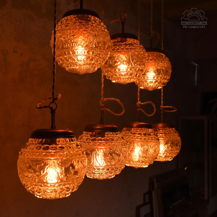 Lampy z kloszem szklanym z lat 70'