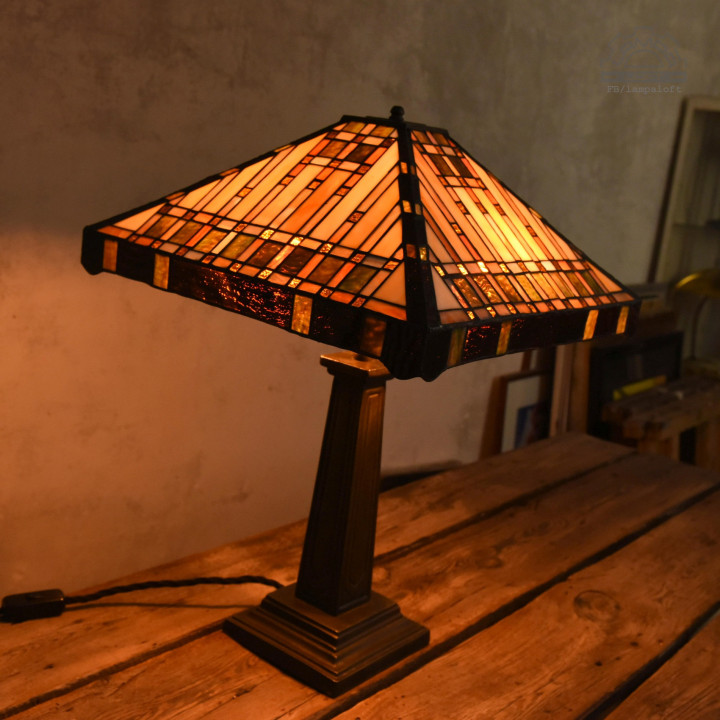 Lampa witrażowa w stylu Franka Lloyda Wrighta | Lampa LOFT