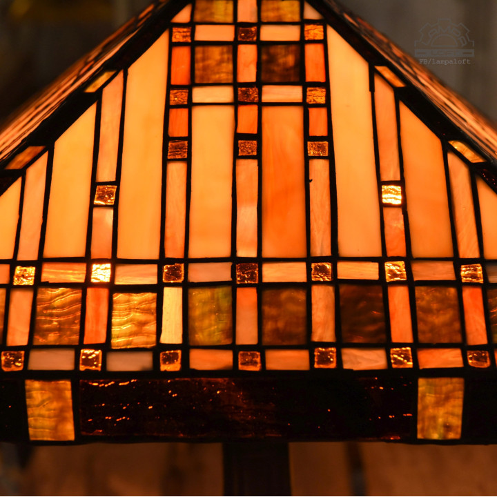 Lampa witrażowa w stylu Franka Lloyda Wrighta | Lampa LOFT